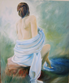 "The Bather" - oil on canvas painting