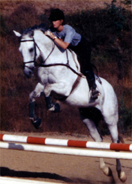 Equine artist Suzanne Nielsen jumps her horse Sir Ivanhoe (Ivy)
